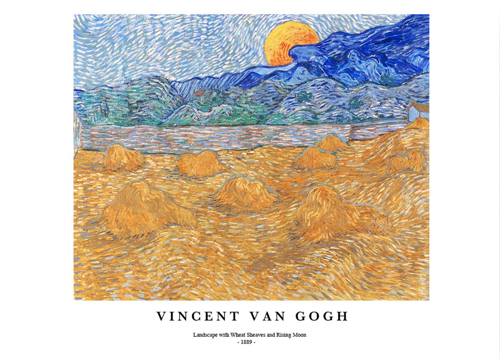 "Vincent Van Gogh - Landscape with Wheat Sheaves and Rising Moon Poster"