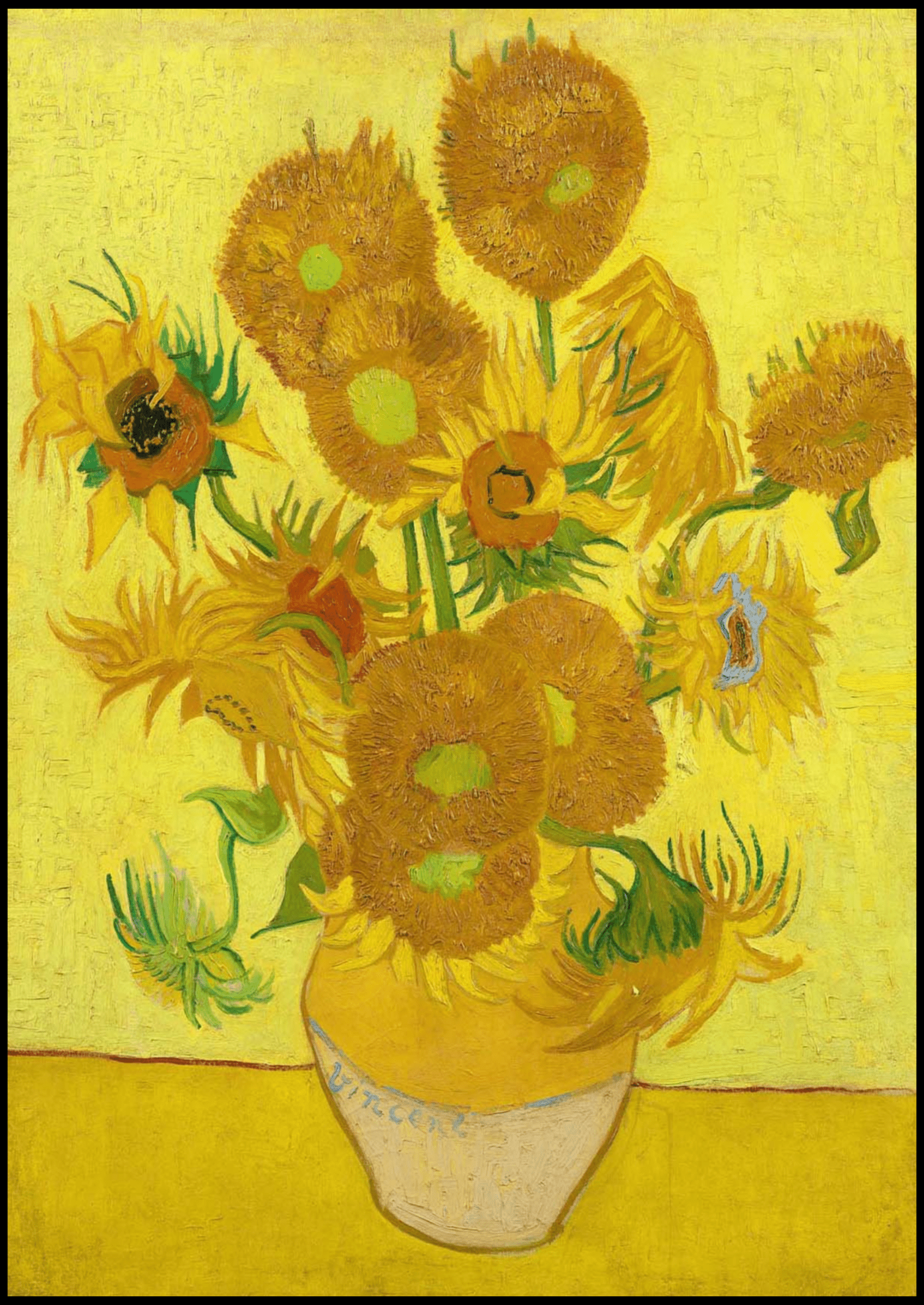 Set of 2 Van Gogh & Vintage Bird Wall Art Prints – Sunflowers Floral Art & Three Yellow Birds Gallery Set