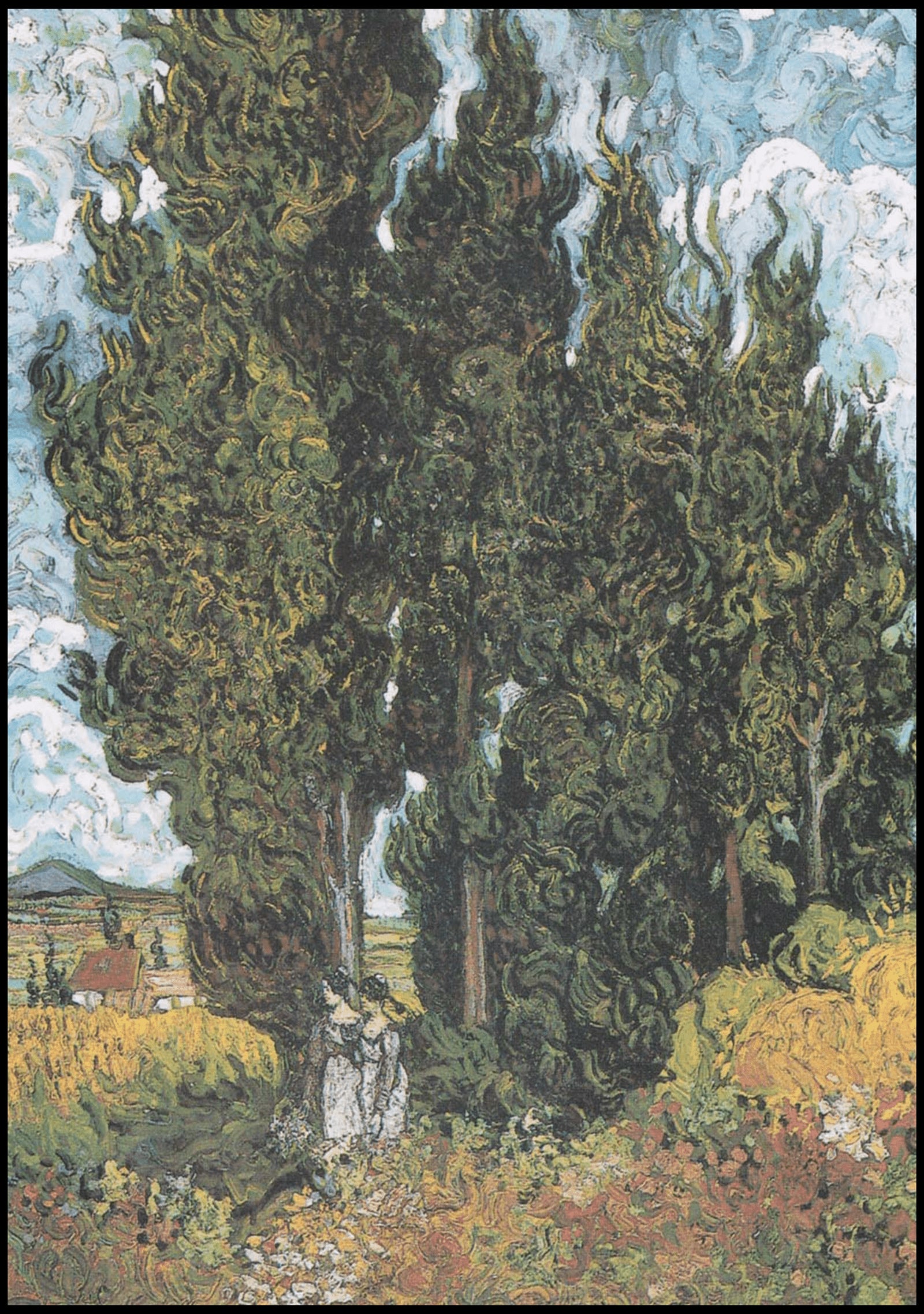 "Vincent Van Gogh - Cypresses with Two Figures"