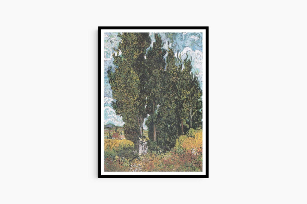 "Vincent Van Gogh - Cypresses with Two Figures"
