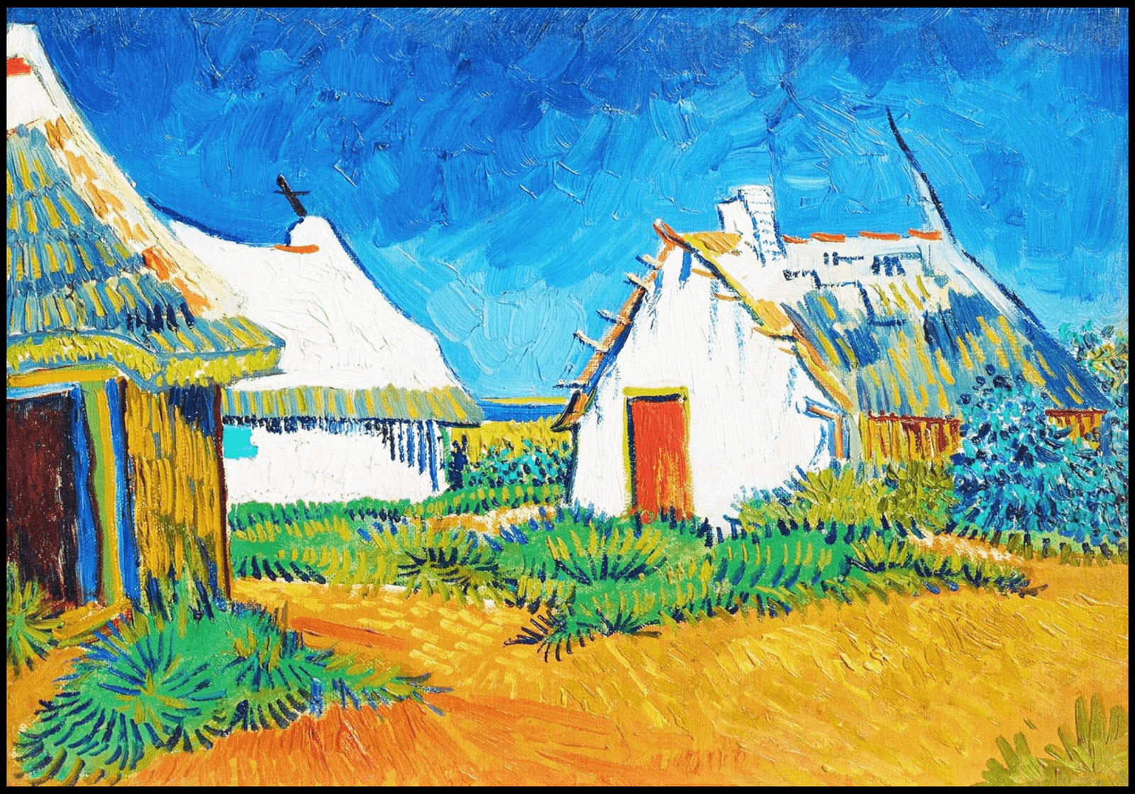 "Vincent Van Gogh - Three White Cottages in Saintes-Maries"