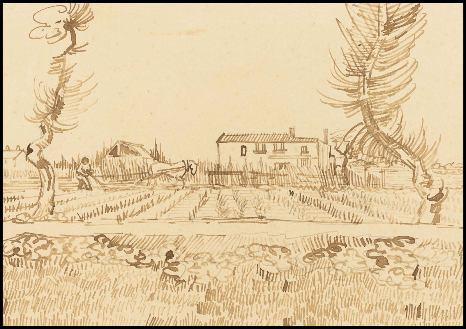 "Vincent Van Gogh - Ploughman in the Fields near Arles - Hakyarts"