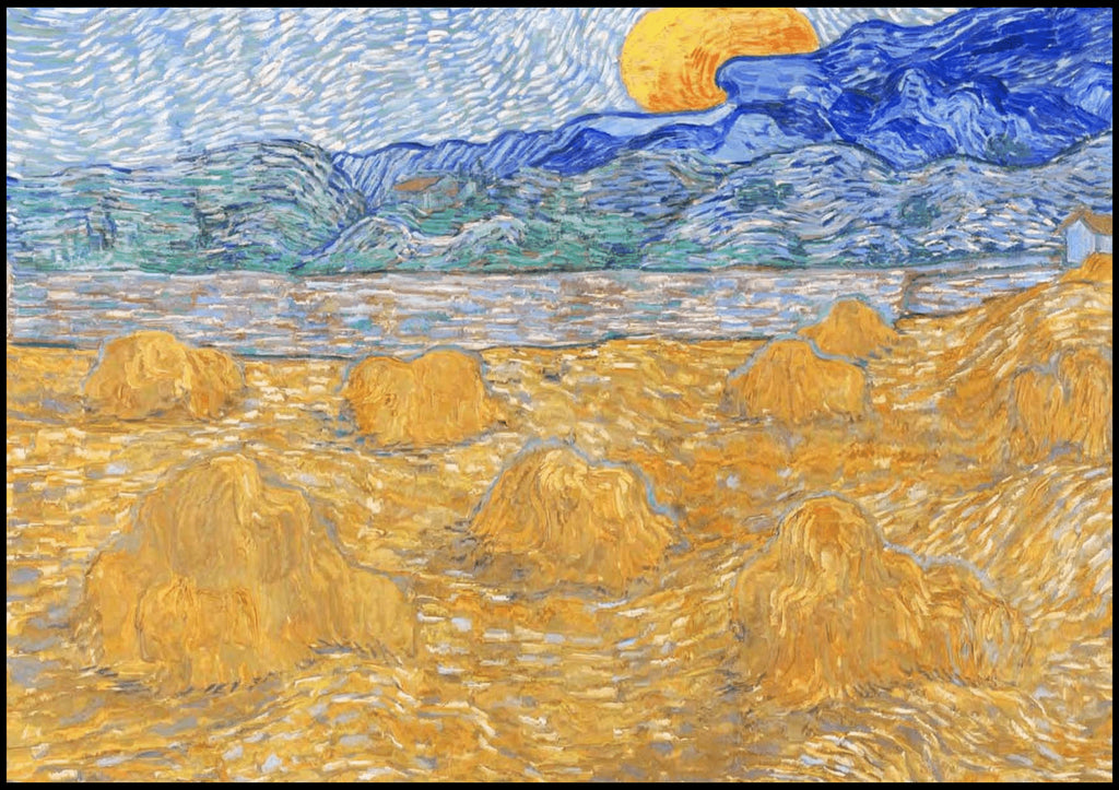 "Vincent Van Gogh - Landscape with Wheat Sheaves and Rising Moon"