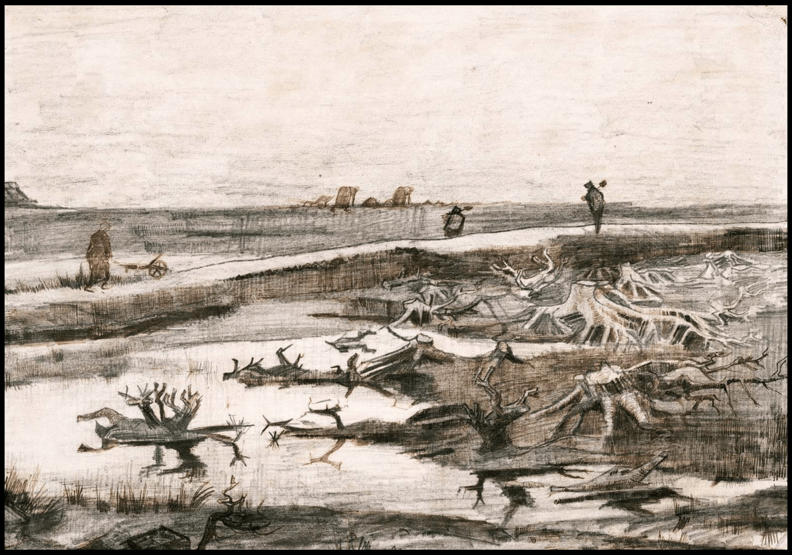 "Vincent Van Gogh - Landscape with Bog Trunks"