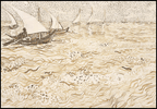 Set of 2 Wall Art Prints | La Vie Parisienne Magazine Cover & Vincent van Gogh Boats at Saintes-Maries