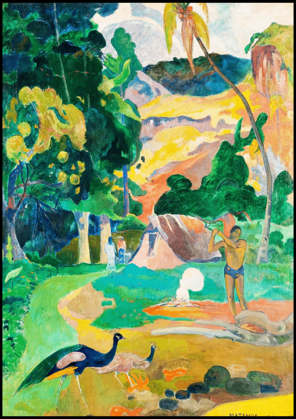 "Paul Gauguin - Matamoe 'Death' Landscape with Peacocks"