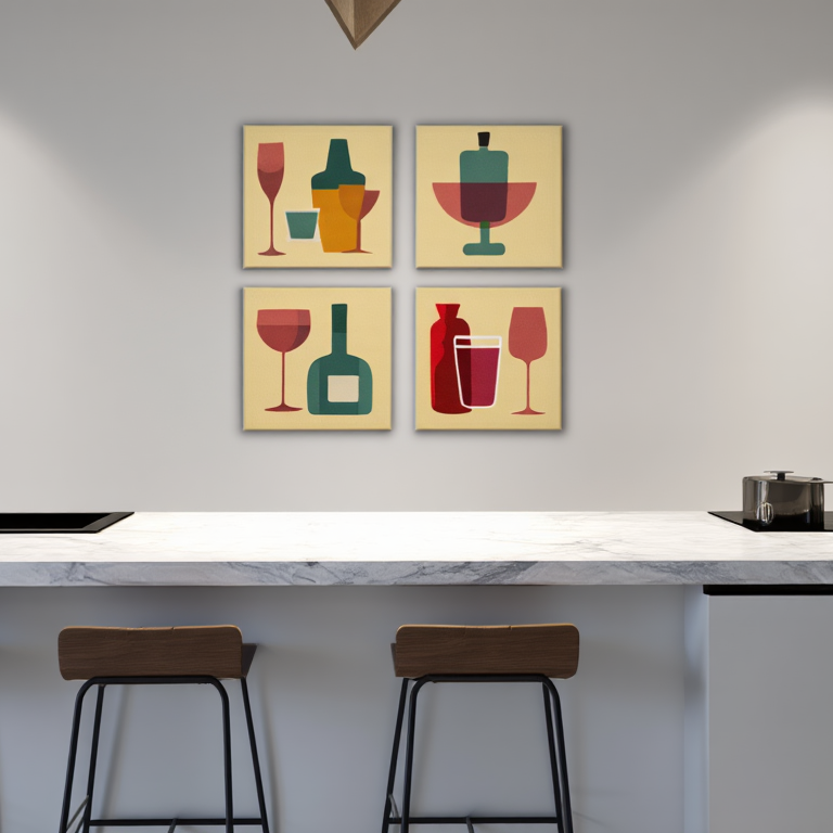 Cocktail Vibes – 4 Art Prints Set