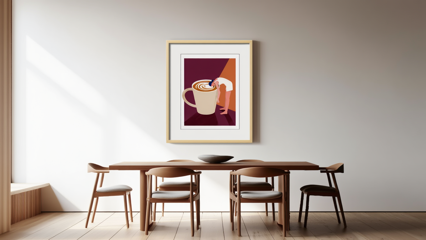 Head in Macchiato – Minimalist Single Print