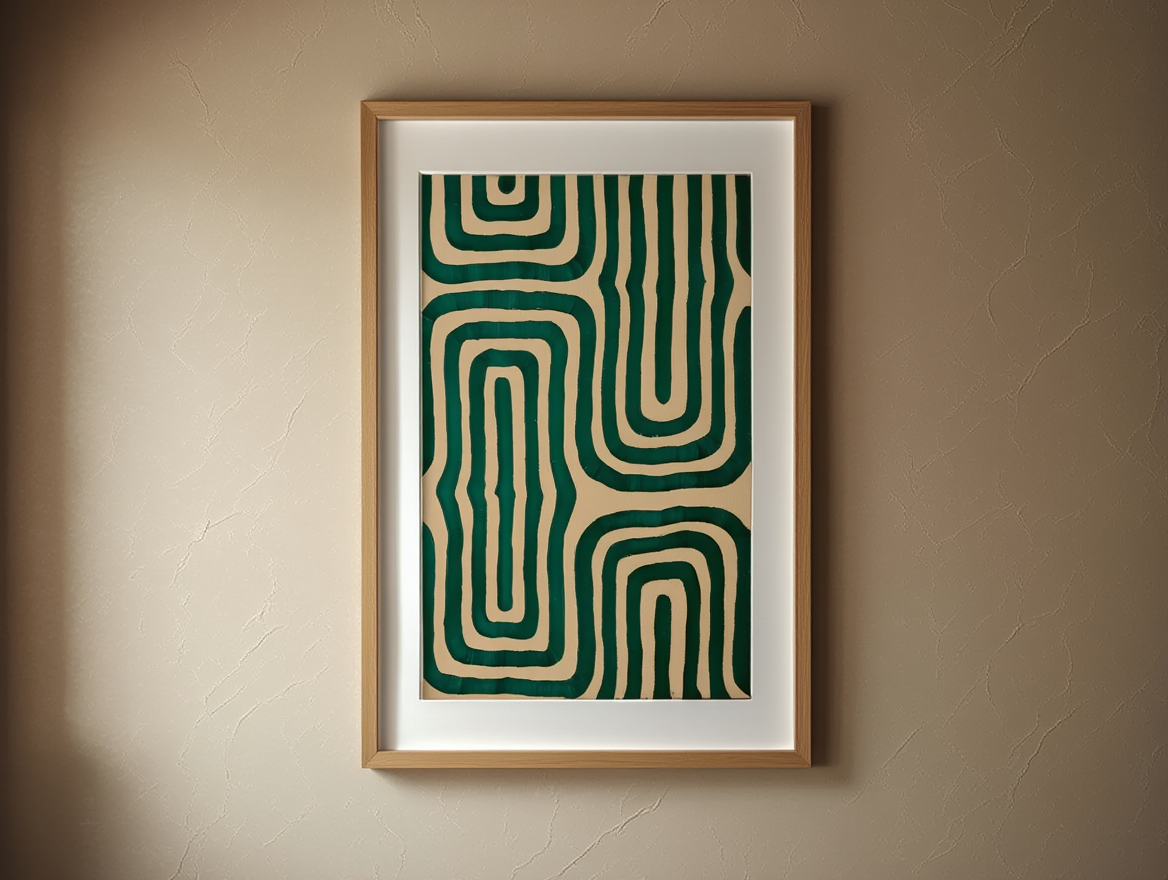 Geometric Maze Bold Green Abstract Art Poster