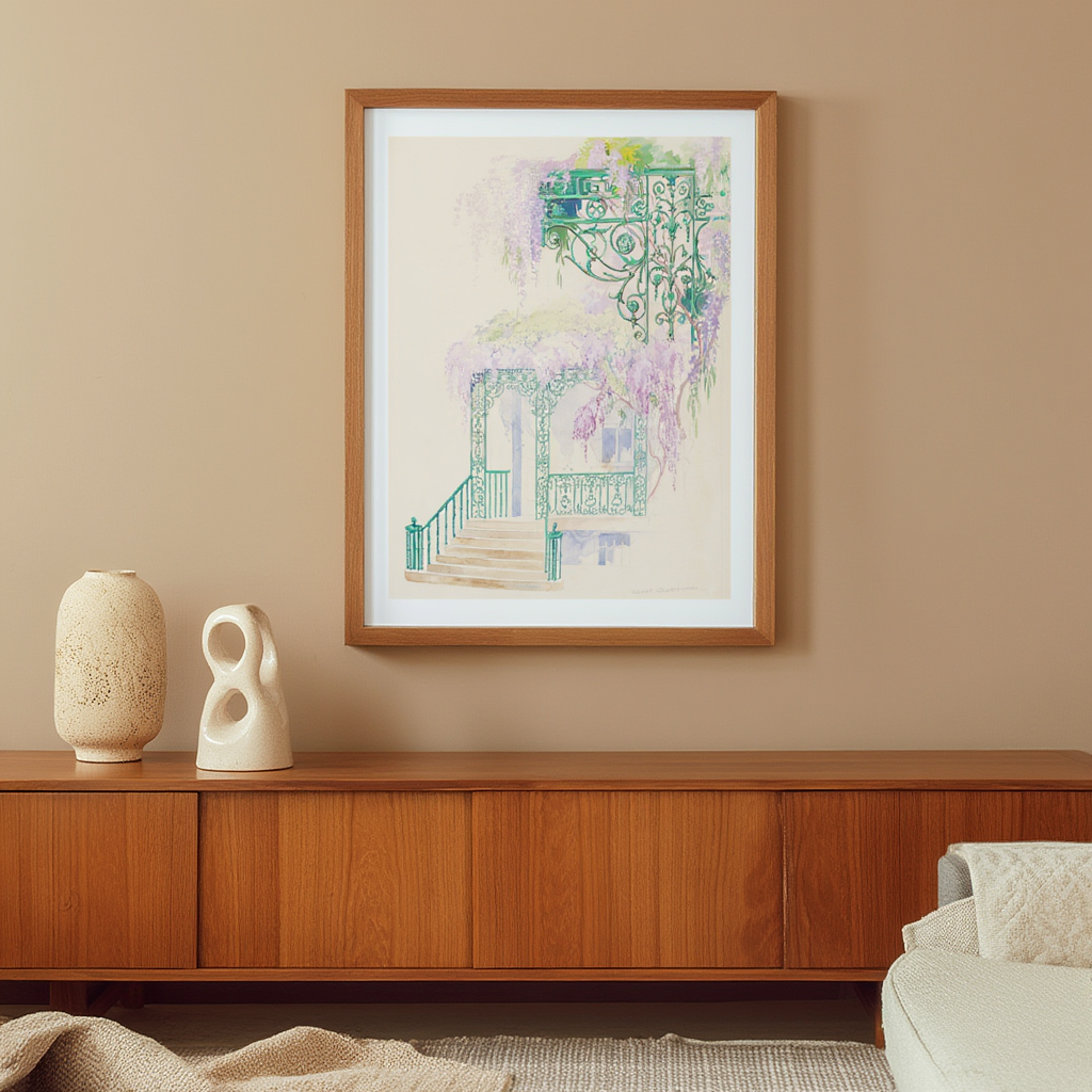 Cast Iron Porch Railing – Gilbert Sackerman 1936 Architectural Art Print