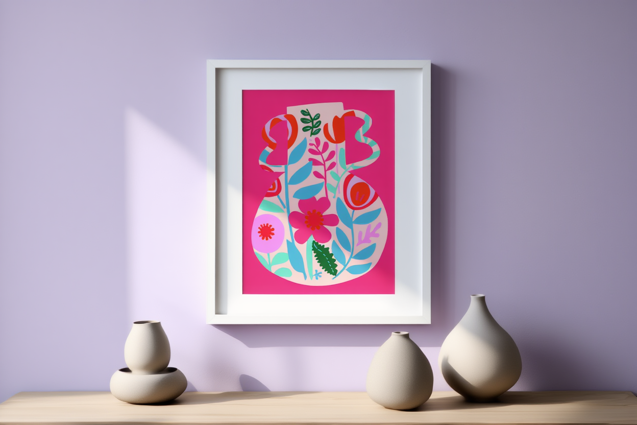 Pink Floral Vase Poster