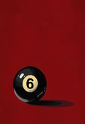 Red Black Pool Ball – Number 6 – Minimalist Wall Art Print