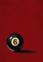 Red Black Pool Ball – Number 6 – Minimalist Wall Art Print