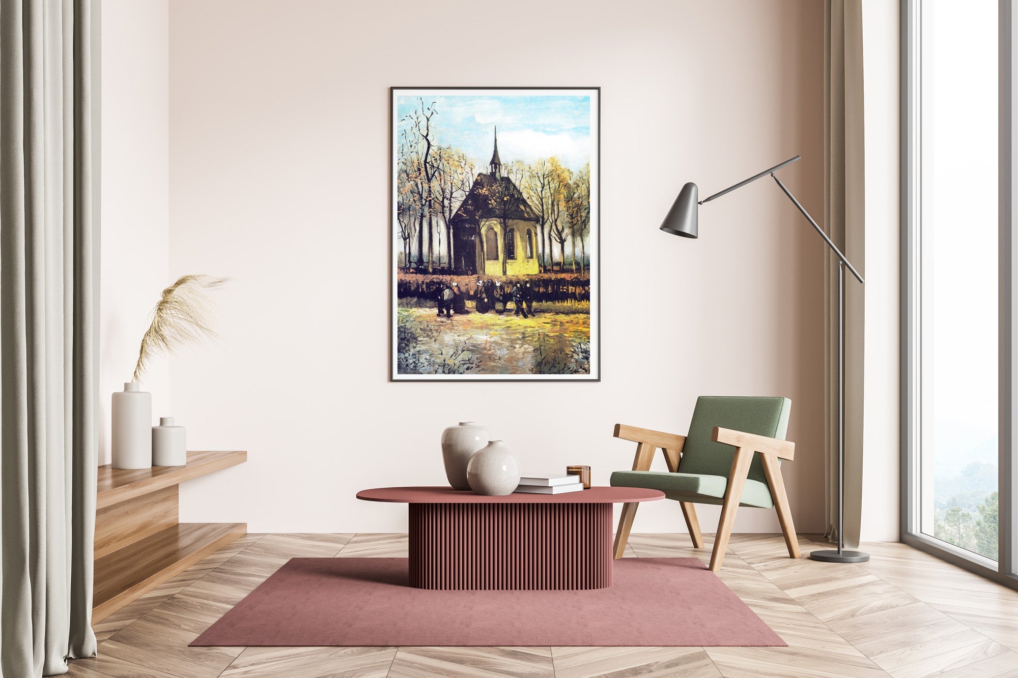 The Church of Nuenen with Churchgoers