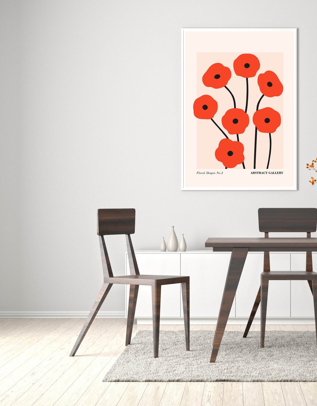 Red Floral Shapes Poster - Hakyarts