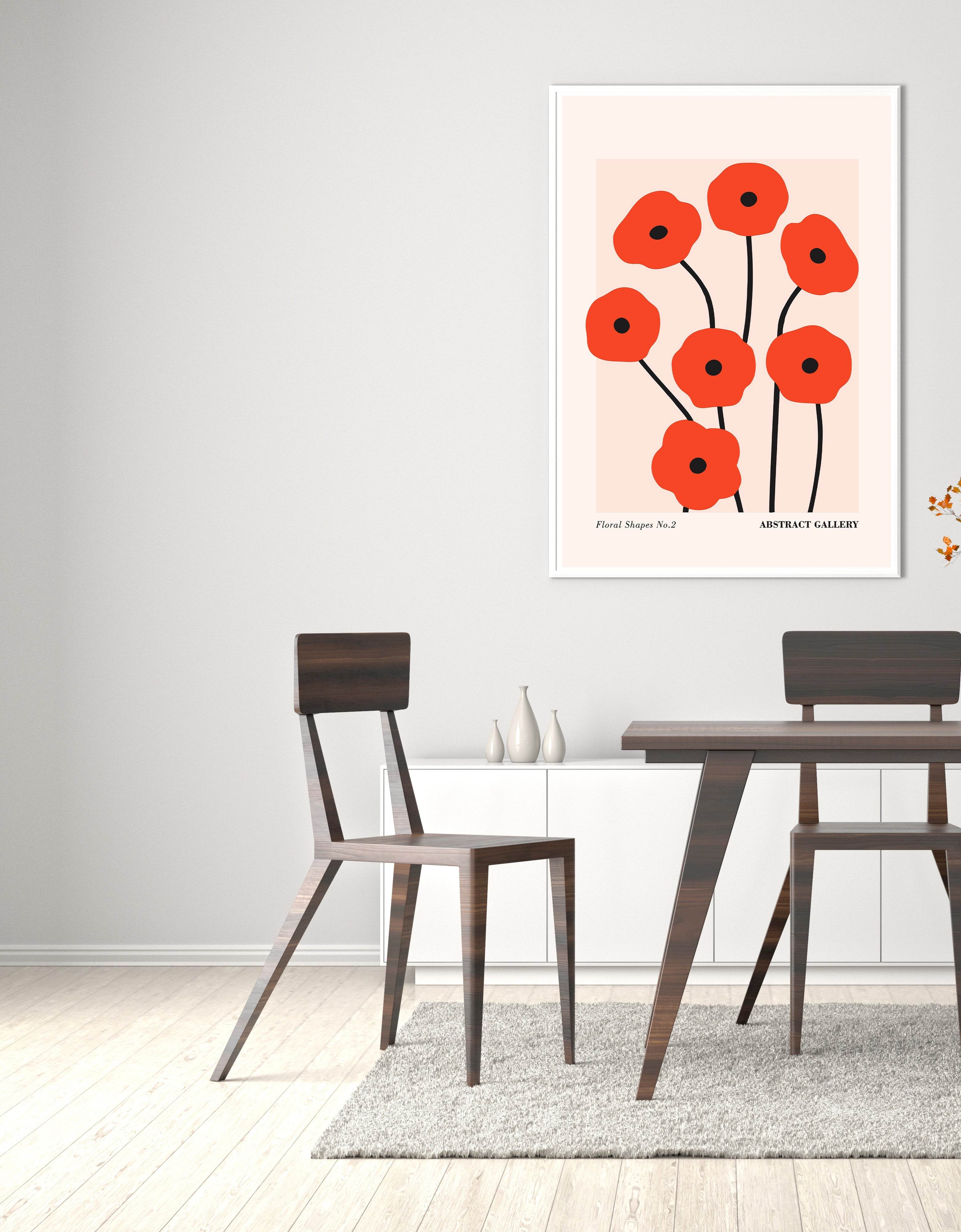 Red Floral Shapes Poster - Hakyarts