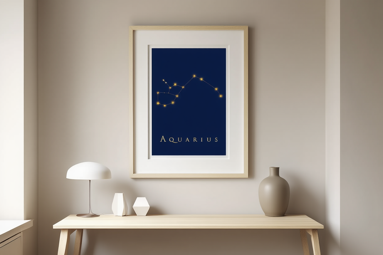 Star Sign Aquarius Poster | Zodiac Wall Art Print
