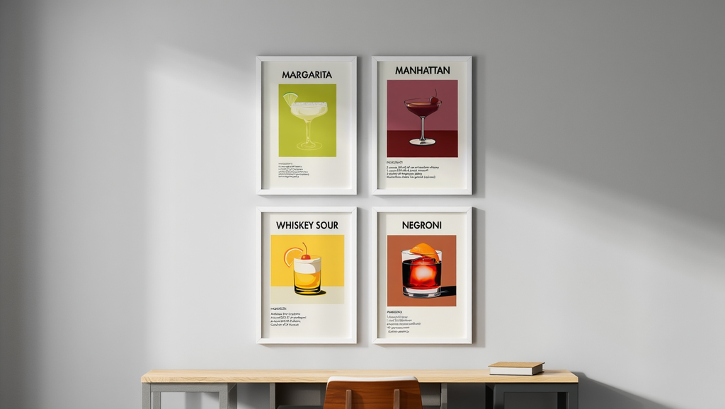 4 Retro Cocktail Prints – Colorful Bar & Kitchen Wall Art