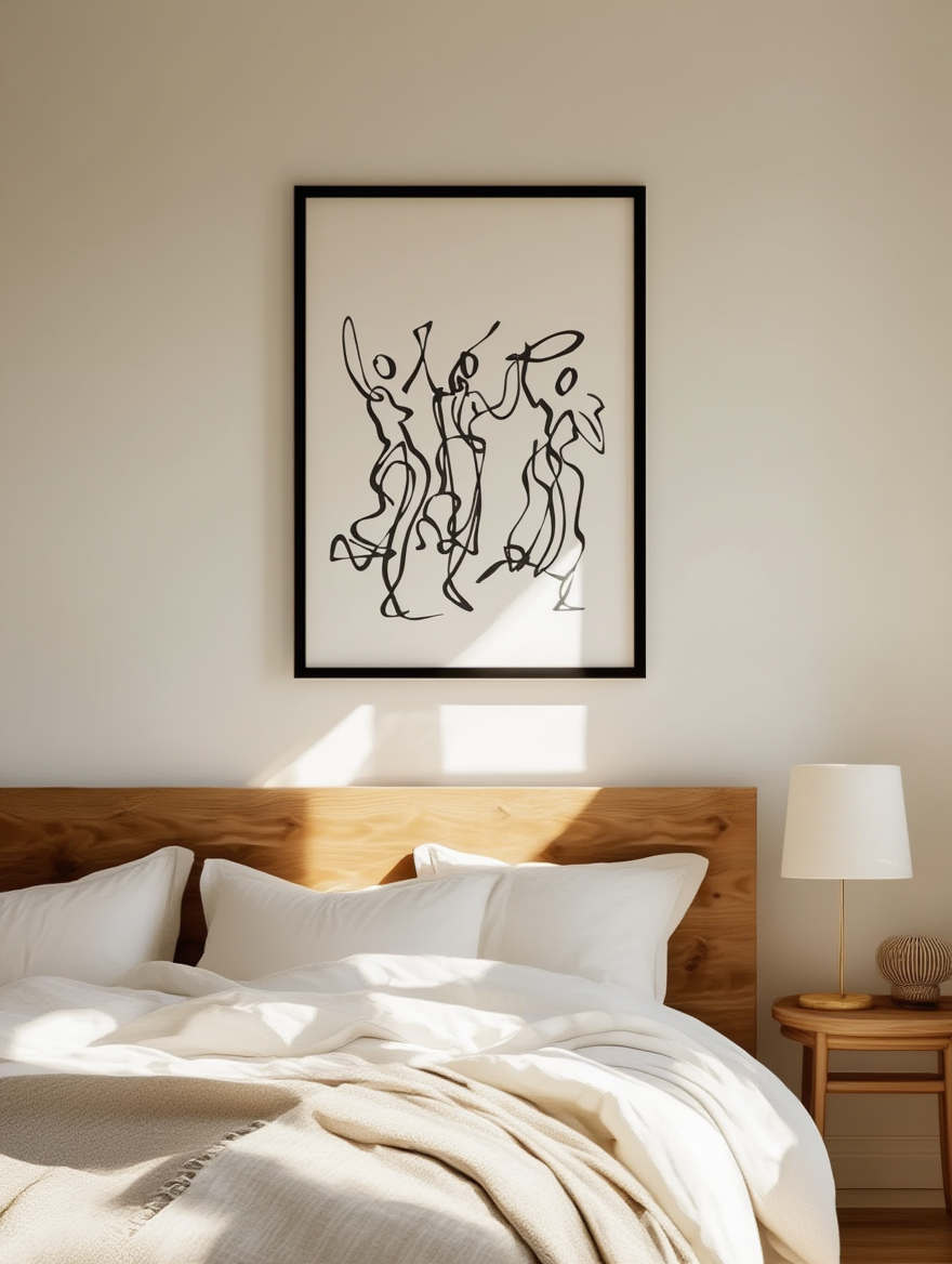 Dancing Abstract Lines Boho Poster