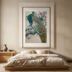Two Green Peacocks – Ohara Koson Poster | Japanese Nature Art Print - Hakyarts