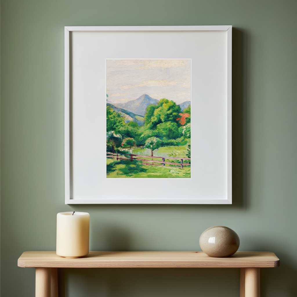 August Macke - Garden in Tegernsee with House and Mountain