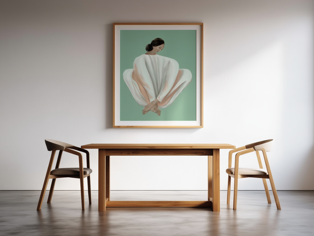Woman in White and Peach – Art Print / Poster