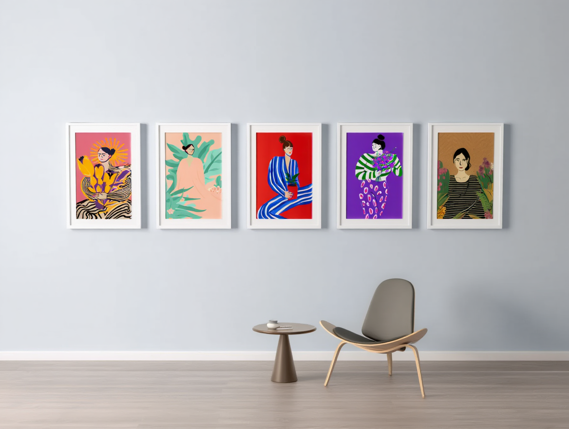 5 Colorful Flower Bouquet Prints – Feminine Wall Art for Living Room, Bedroom & Office Decor