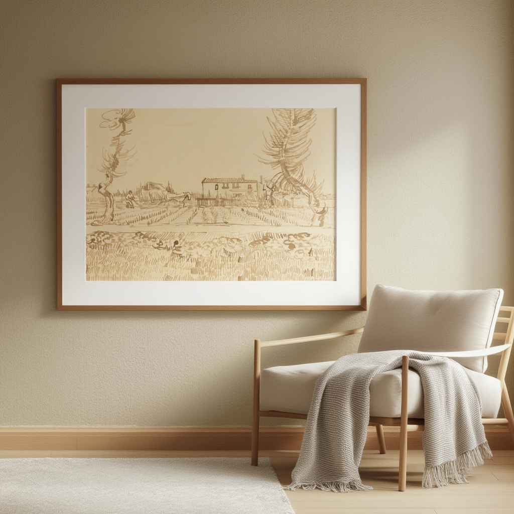 Ploughman in the Fields near Arles – Vincent van Gogh Poster | Post-Impressionist Rural & Landscape Art Print