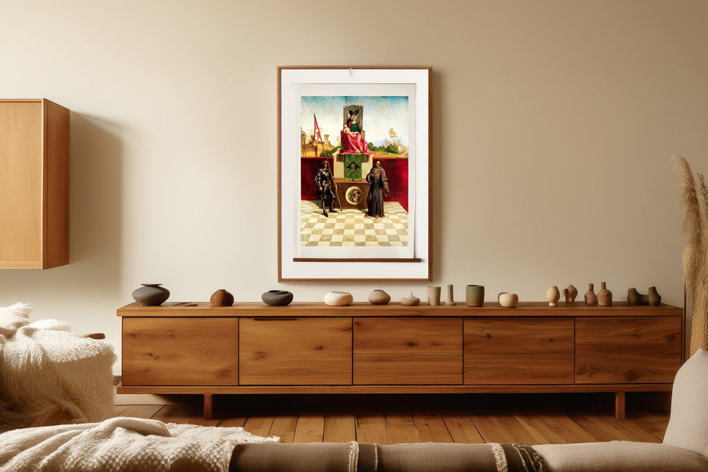 Madonna and Child Between St. Francis and St. Nicasius – Renaissance Religious Art Print