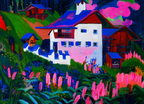 Haus in die Wiesen – Ernst Ludwig Kirchner Poster | Expressionist Rural Landscape & Architecture Art Print - Hakyarts