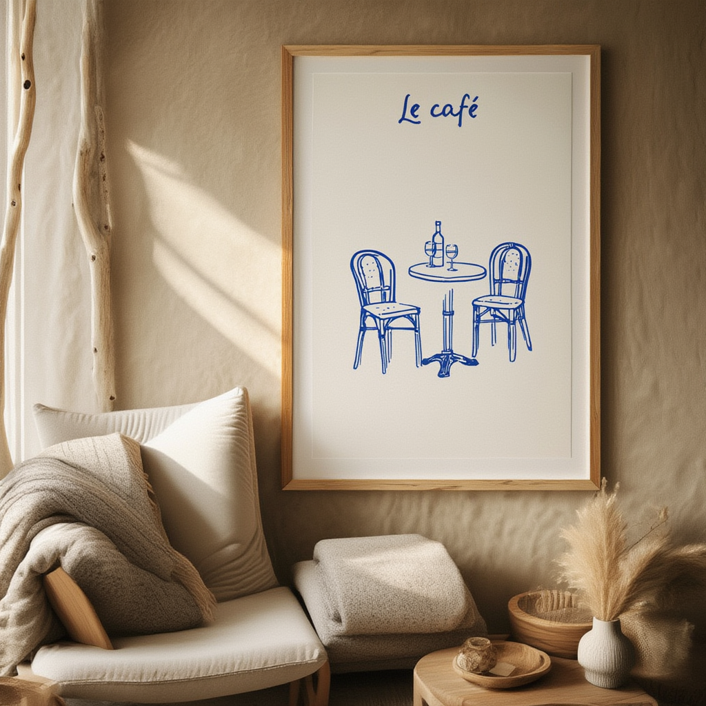 Le Café – Minimalist Art Print for Kitchens & Contemporary Interiors