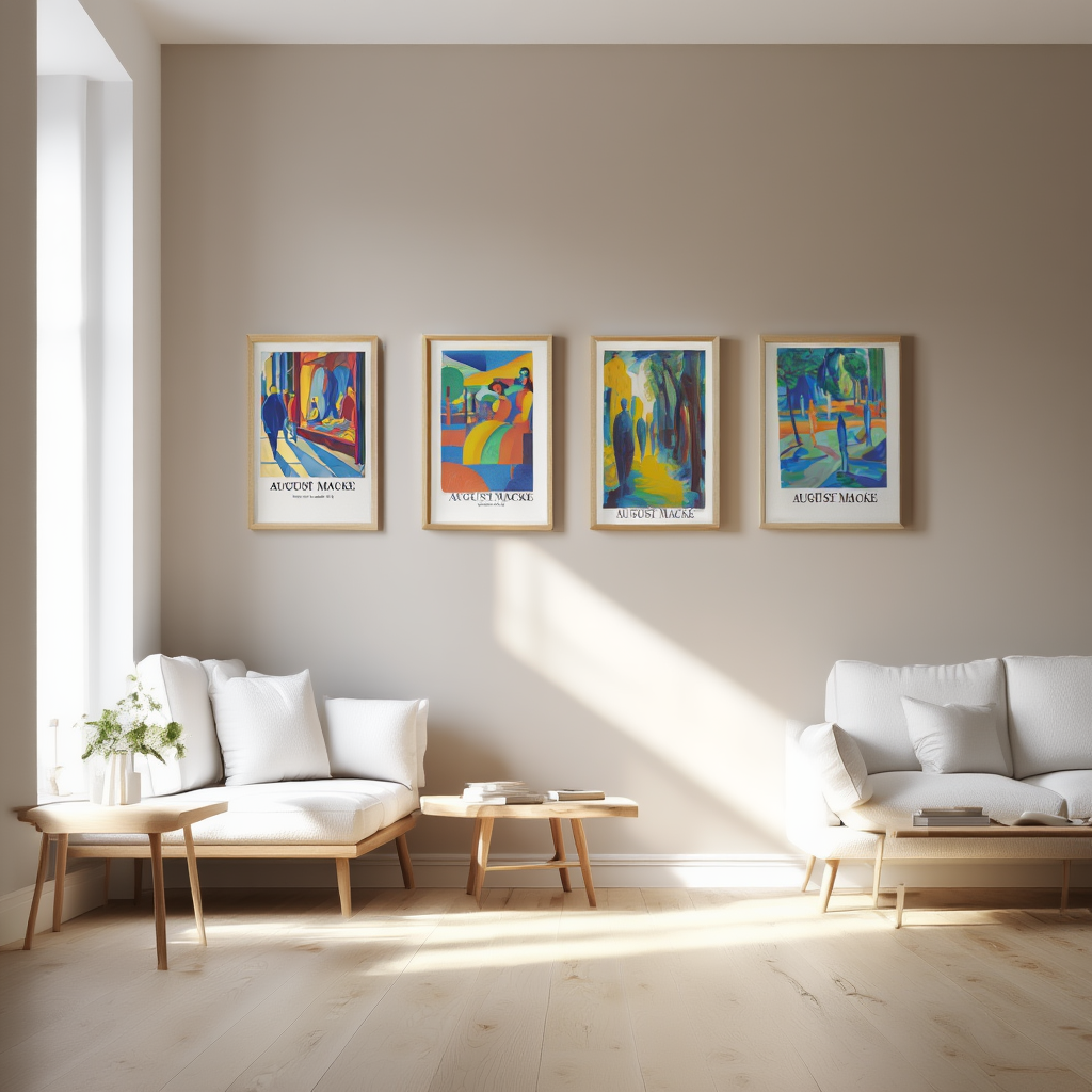 Colorful Geometric August Macke Art Set – 4 Prints for Gallery Wall Decor