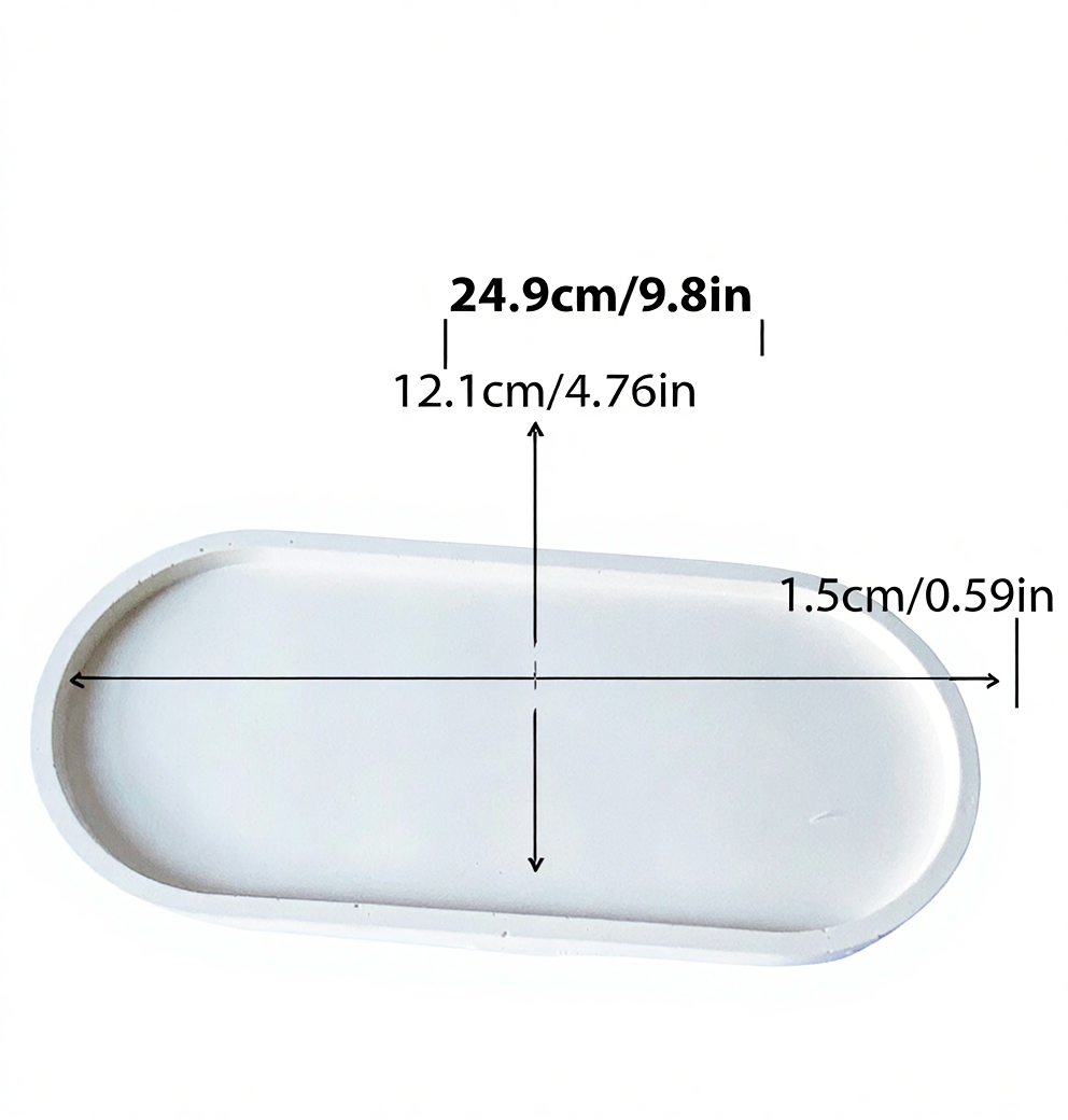 Minimalist Large Oval Tray – White Cream Home Decor