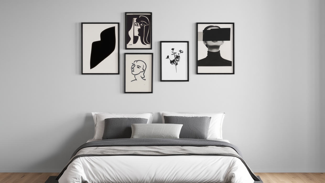 Monochrome Abstract-Inspired Abstract Prints – 5 Black & White Art Pieces