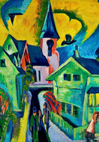 Königstein with Red Church – Ernst Ludwig Kirchner Poster | Expressionist Landscape & Architectural Art Print - Hakyarts