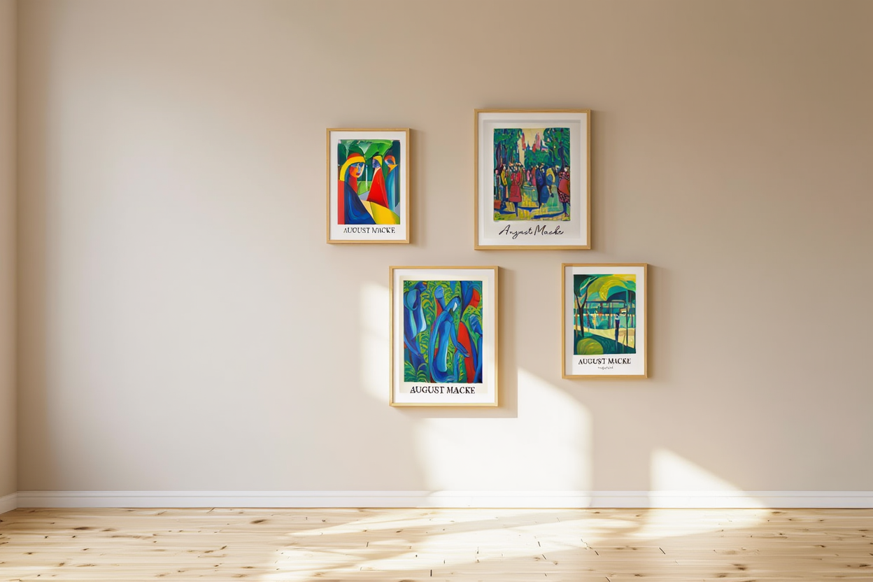 Bright & Bold August Macke Prints – 4 Modern Artworks for Living Room or Bedroom