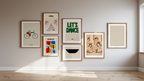 Scandinavian Neutral Gallery Wall – 6 Contemporary Art Prints - Hakyarts