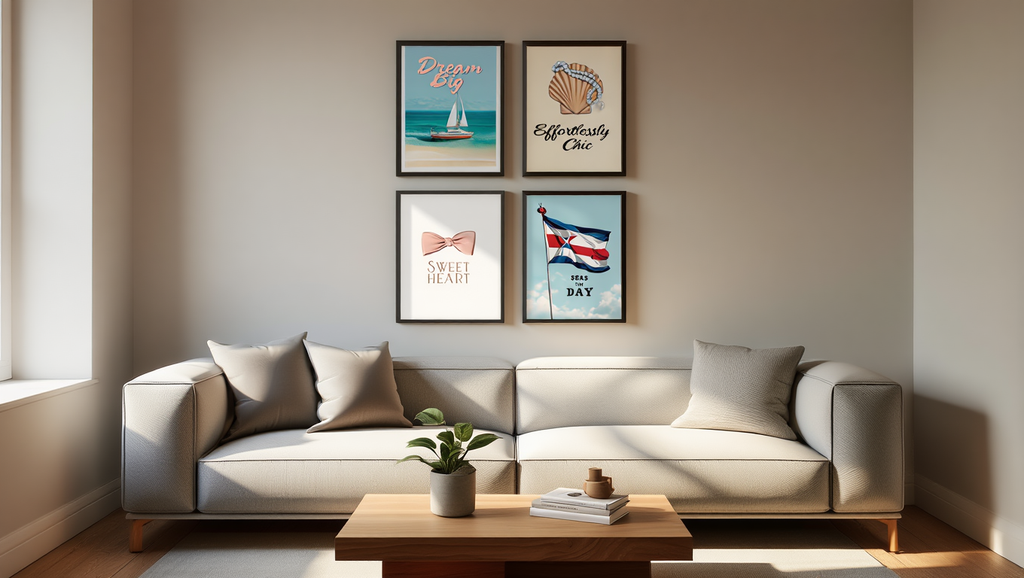 Trendy Preppy Coquette – Kitchen Wall Art Set of 4