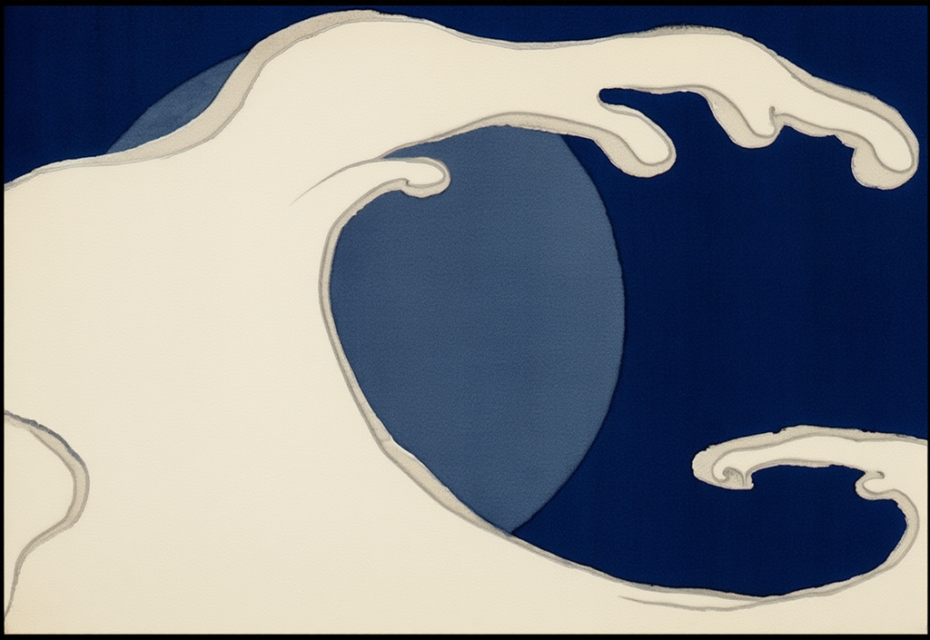 Kamisaka Sekka  - Waves and Sun