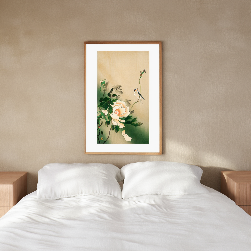 Ohara Koson - Svale med pæon plakat