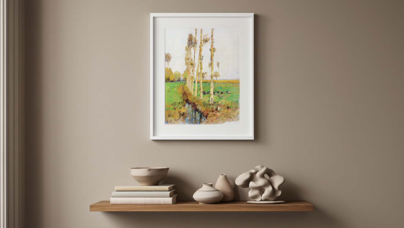 A Poplar-Lined Avenue with Turkeys – Marie Egner | Classic Landscape Art Print