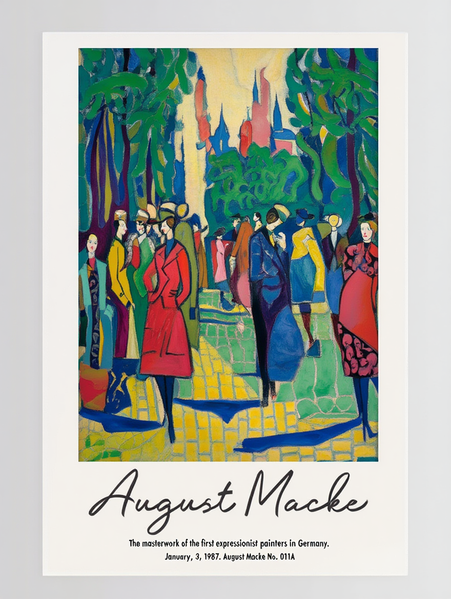 Bright & Bold August Macke Prints – 4 Modern Artworks for Living Room or Bedroom