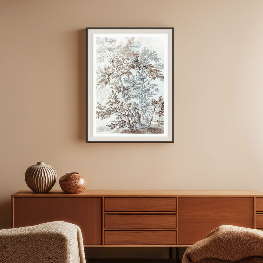 A Stand of Birch Trees by Johann Caspar Huber – Vintage Woodland Landscape Art Print