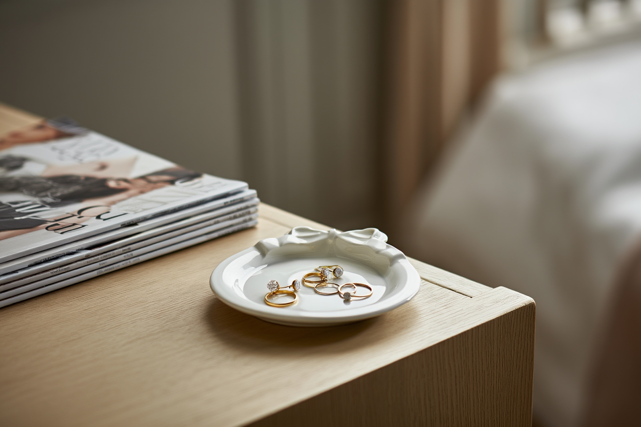 Plateau de rangement minimaliste en forme de nœud – Décoration d'intérieur blanc crème | Hakyarts