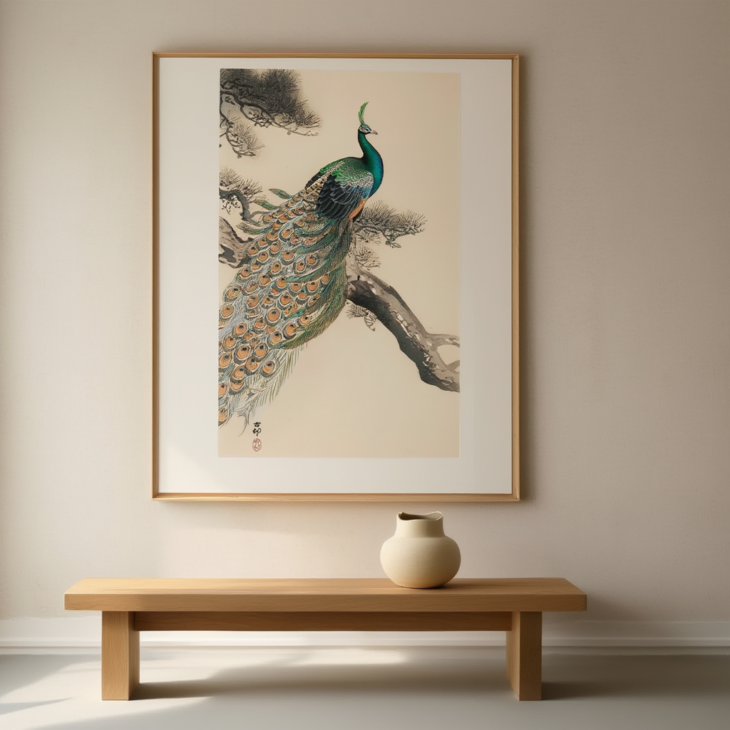 Peacock – Ohara Koson Poster | Japanese Nature Art Print