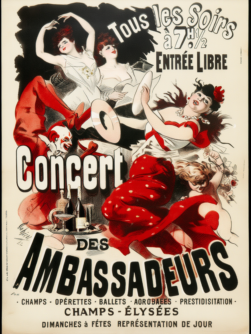Concert des Ambassadeurs by Jules Chéret – Belle Époque French Poster Art Print