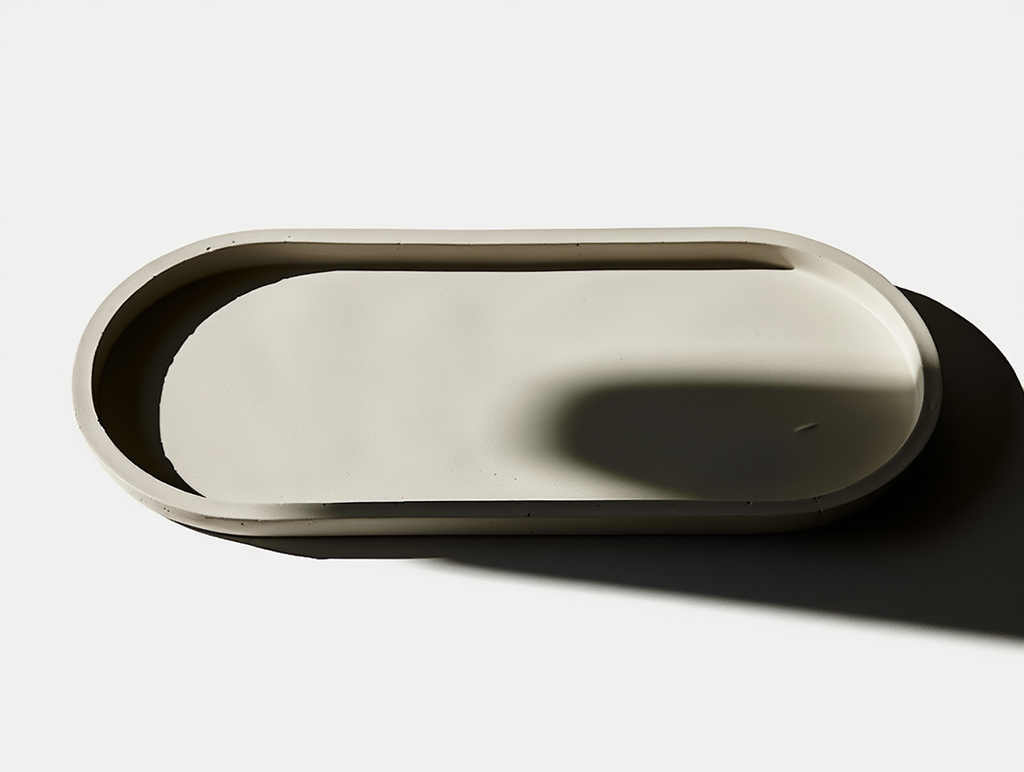 Minimalist Large Oval Tray – White Cream Home Decor