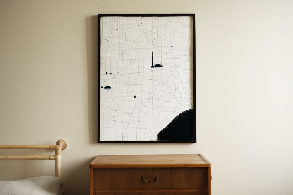 Toronto City Map Poster – Minimalist Black & White Urban Wall Art Print