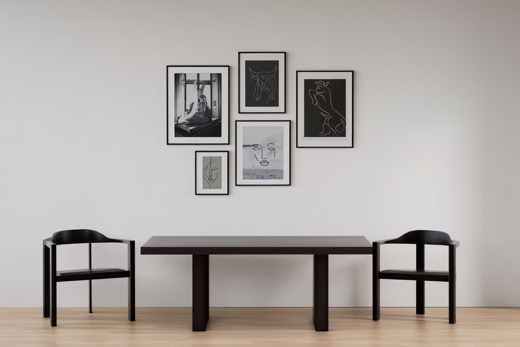 Abstract Lines & Shapes: 5 Black & White Monochrome Prints