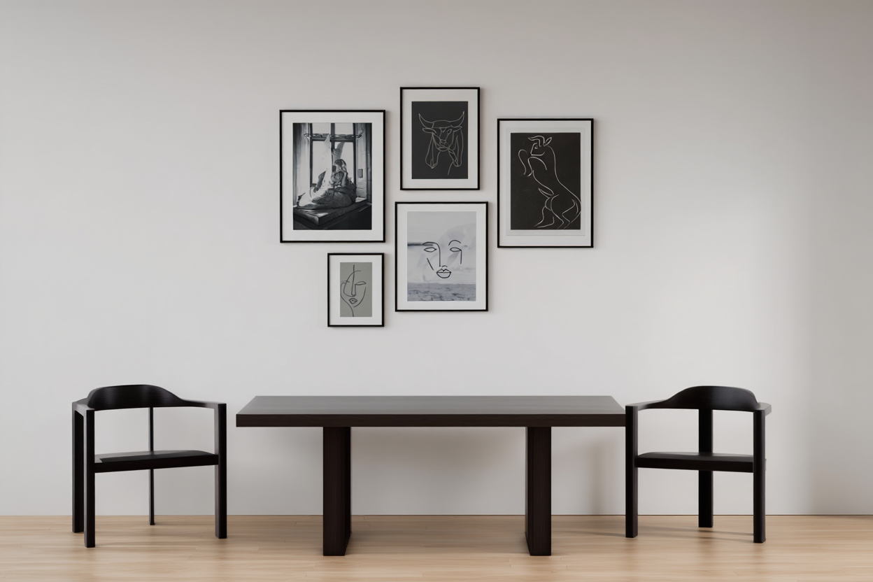 Abstract Lines & Shapes: 5 Black & White Monochrome Prints